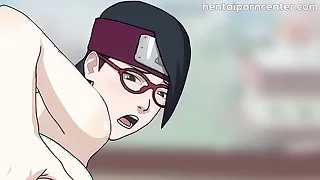 Adult Sarada has sex with Naruto, she rides the hokage's unearth