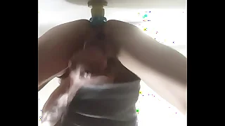 Riding dildo to orgasm