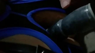 Anal play with a vibrator then a massive butt plug